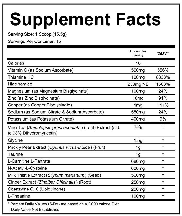 Alpine Pre-Alcohol Drink Mix Supplement Facts